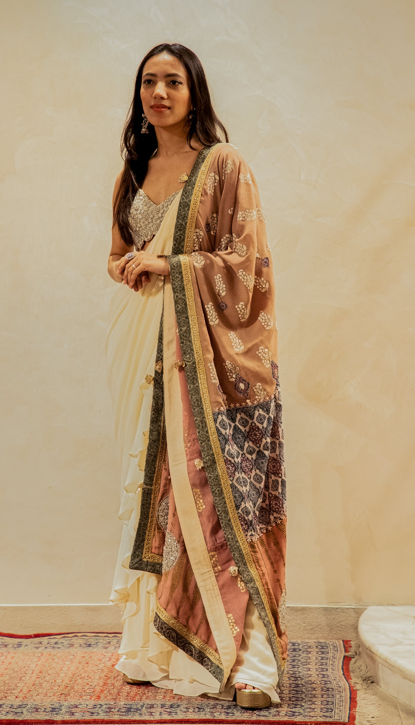 Print Odhni with Embroidered Border