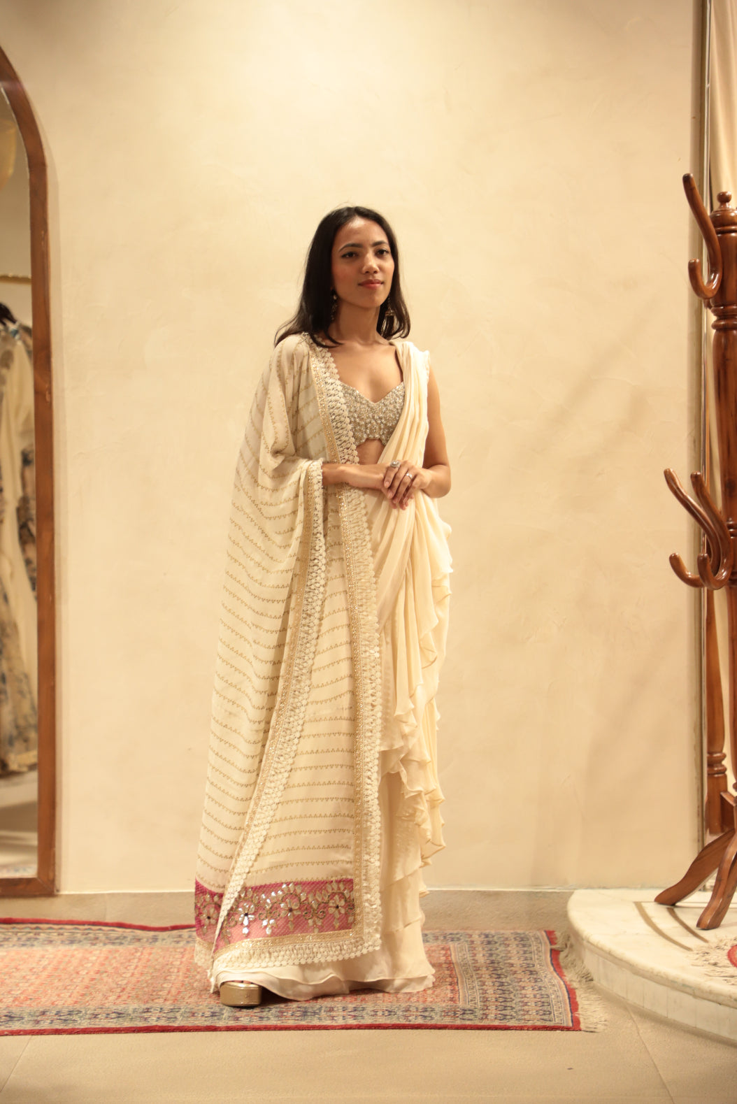 Ivory Nukta Print Odhni