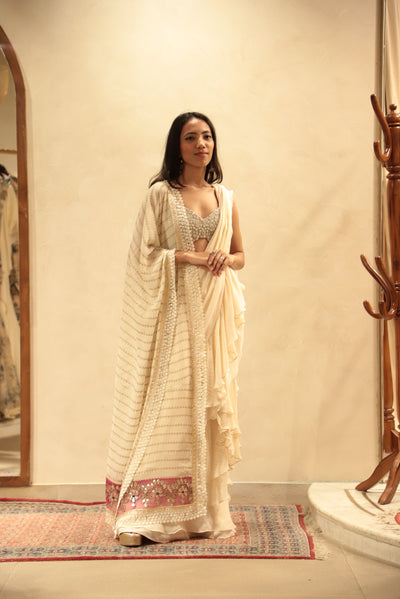 Ivory Nukta Print Odhni