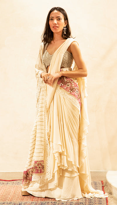 Ivory Nukta Print Odhni