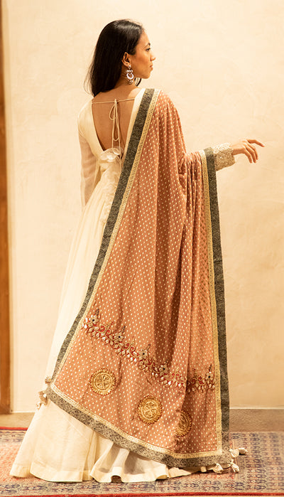 Powder Pink Bindu Print Odhni