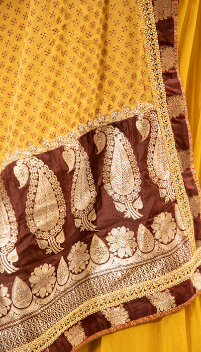 Yellow Mogra Print Odhni