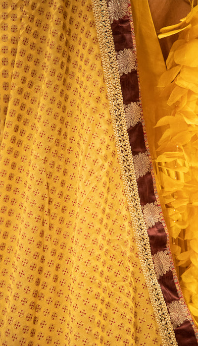 Yellow Mogra Print Odhni