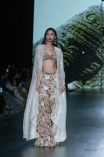 Abstract Floral Gharara & Cape Set