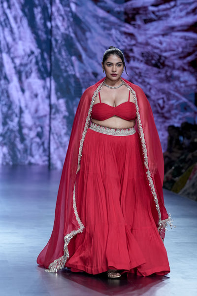 Red Bustier & Sharara Set