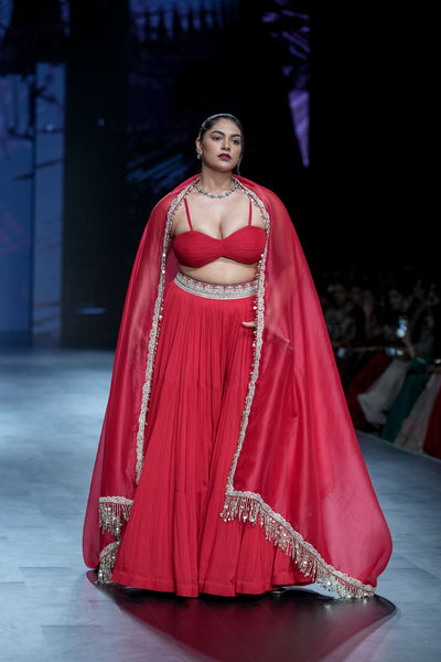 Red Bustier & Sharara Set
