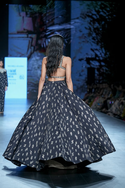 Black Floret Lehenga Set