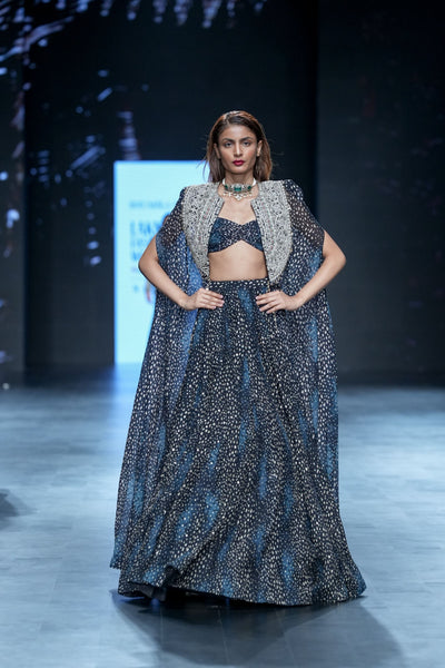 Rosette Embroidered Cape & Skirt Set
