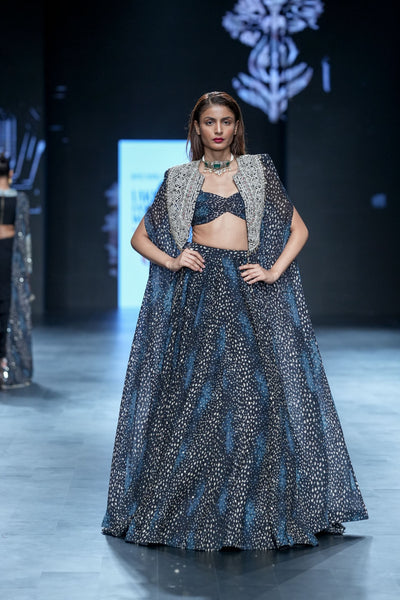 Rosette Embroidered Cape & Skirt Set