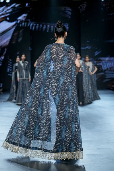 Rosette Belted Cape Saree