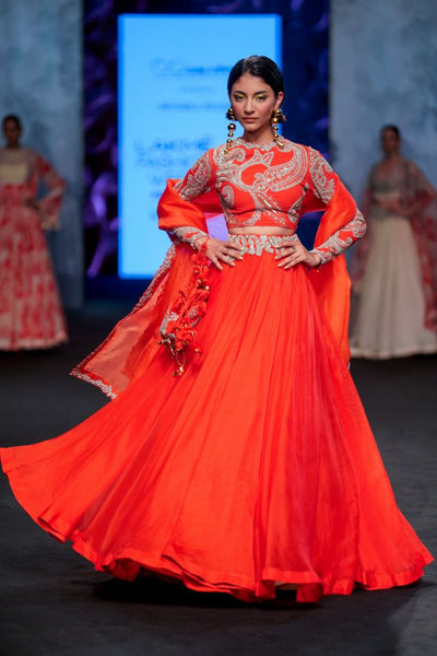 Red Bold Ambi Lehenga Set