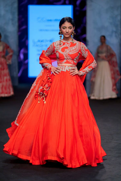 Red Bold Ambi Lehenga Set