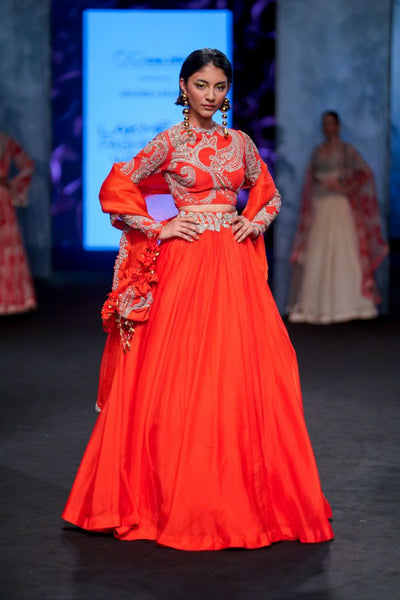 Red Bold Ambi Lehenga Set