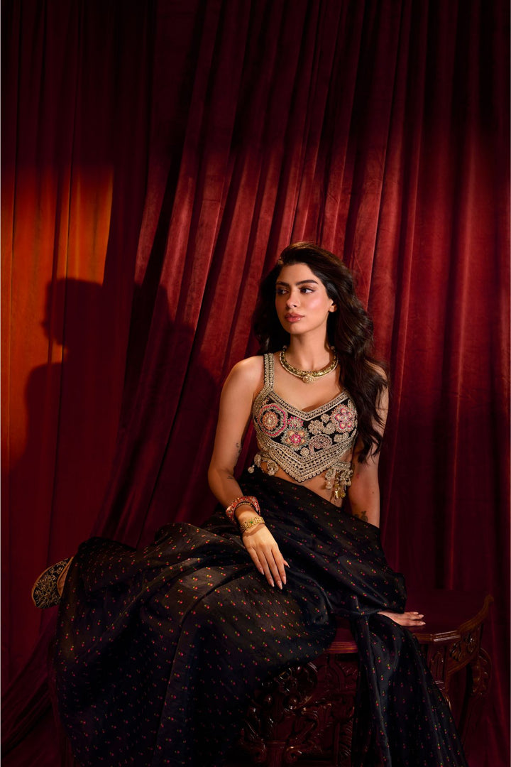 Black Rose Saree Set