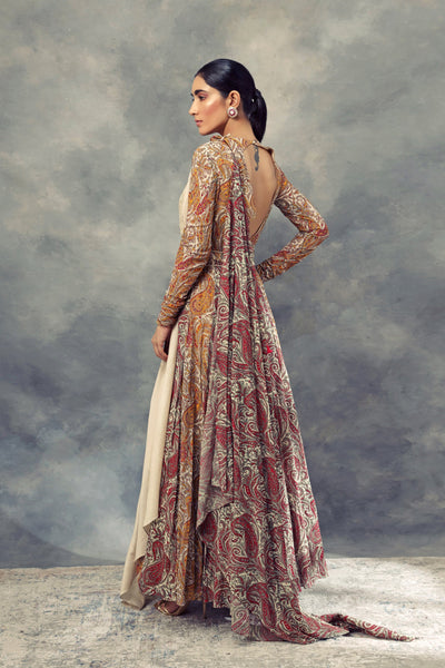 Ambi Jaal Print Anarkali With Embroidered Dupatta & Belt - BHUMIKA SHARMA