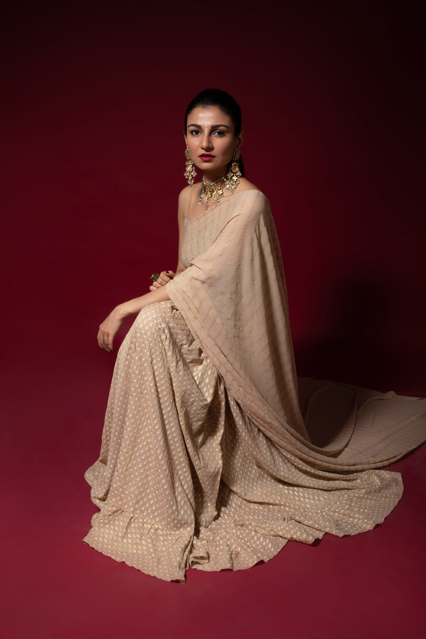 Ivory Pre-Stiched Saree