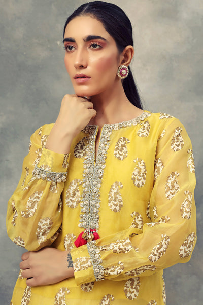 Ambi Print Long Kurta With Pallazo Pants - BHUMIKA SHARMA