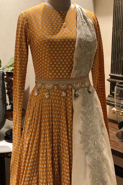 Kesari Bindu Print Anarkali With Dupatta
