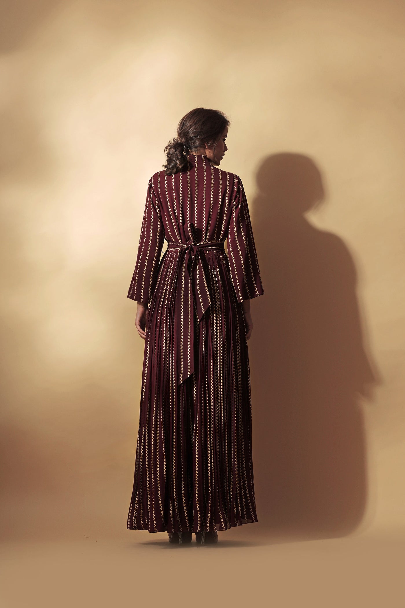 Burgundy Nukta Print Jumpsuit