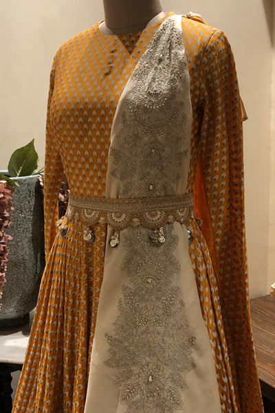 Kesari Bindu Print Anarkali With Dupatta