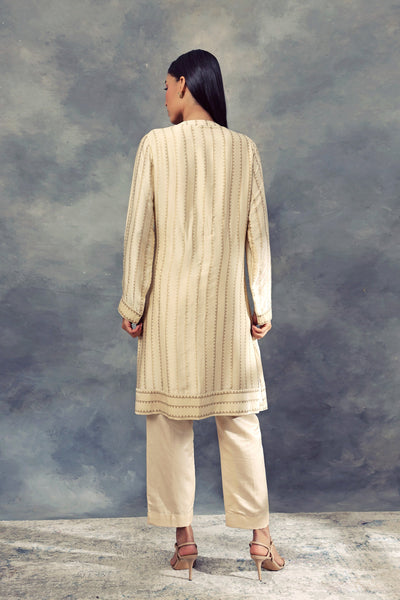 Ivory Nukta Print Kurta & Pants Set - BHUMIKA SHARMA
