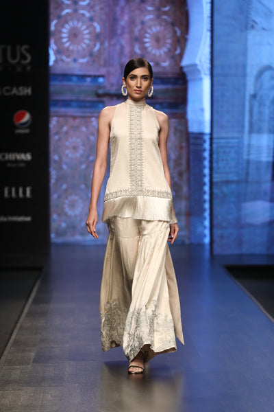An Embellished Fringe Kurta With Embroidered Garara Pants - BHUMIKA SHARMA