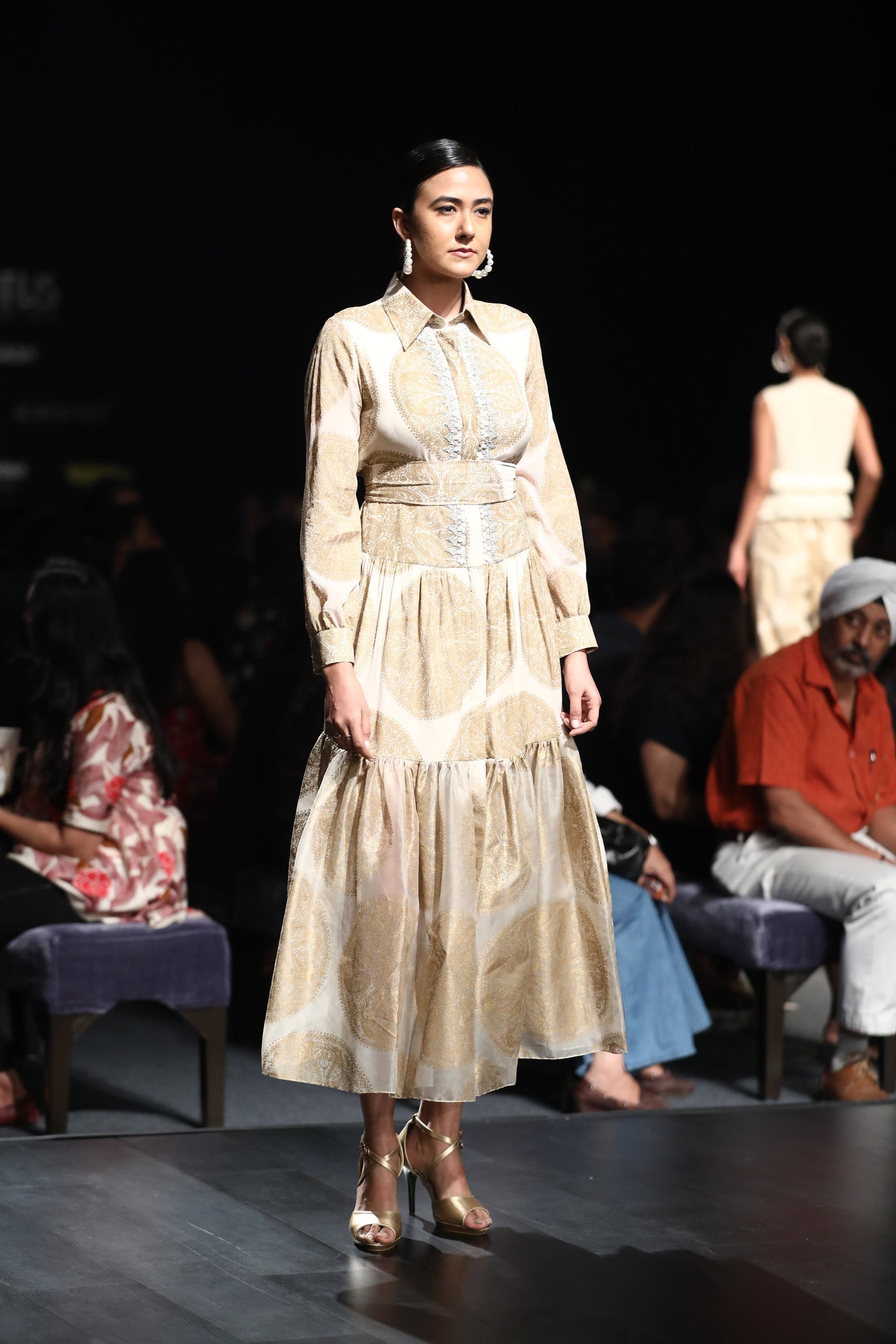 A Printed Collar Dress With An Embellished Yoke & Printed Belt - BHUMIKA SHARMA