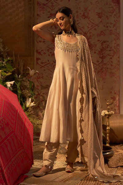 Beige A-Line Kurta & Salwar Set
