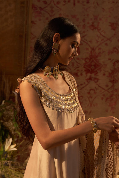 Beige A-Line Kurta & Salwar Set