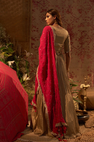 Gold Mogra Print Lehenga Set