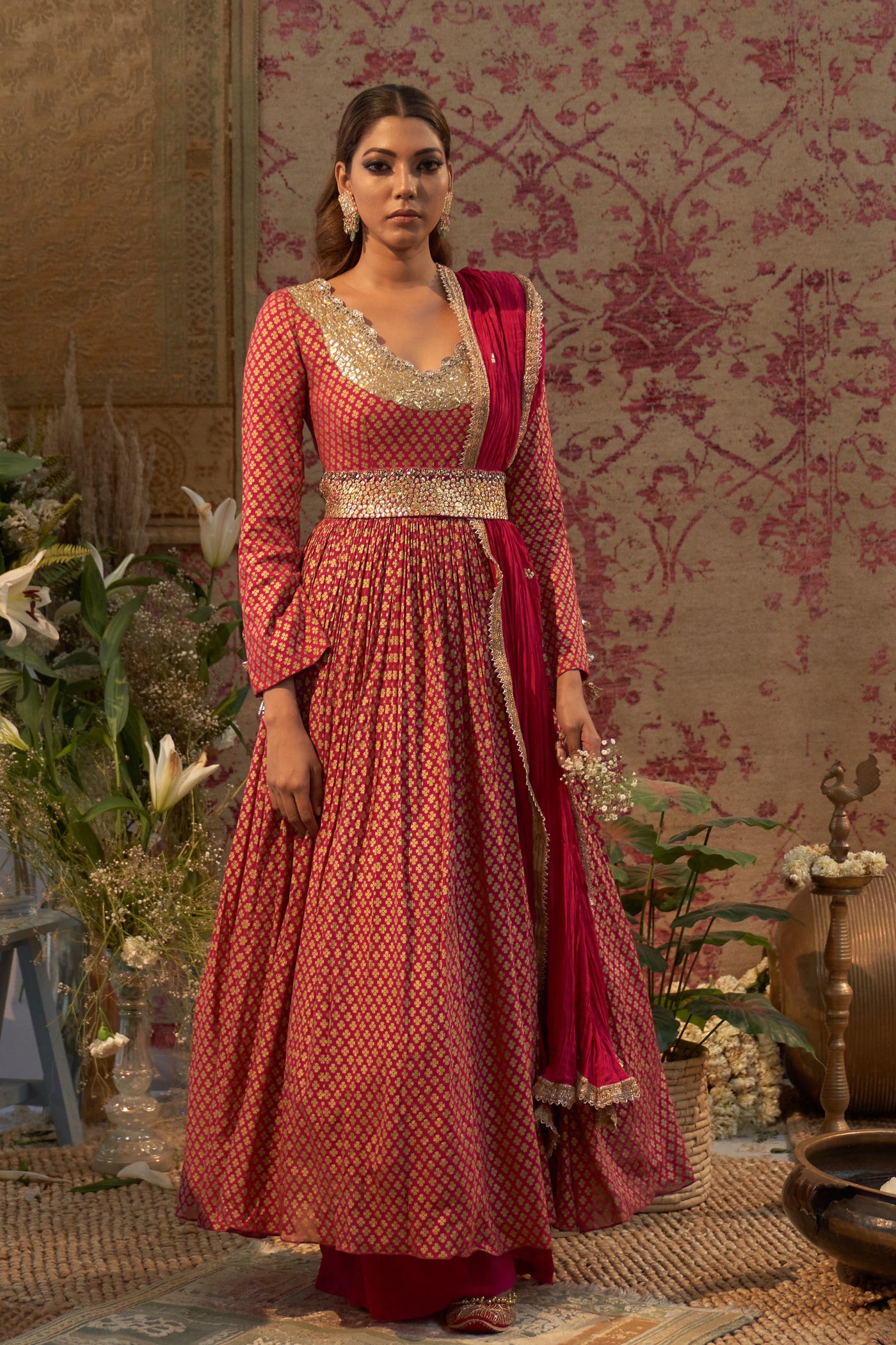 Rani Pink Anarkali with Statement Gota Work Belt