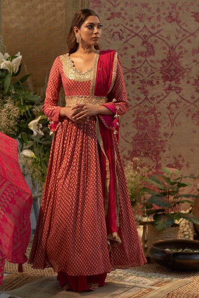 Rani Pink Anarkali with Statement Gota Work Belt