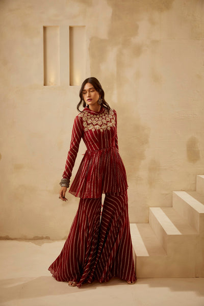 Red Nukta Peplum & Pants