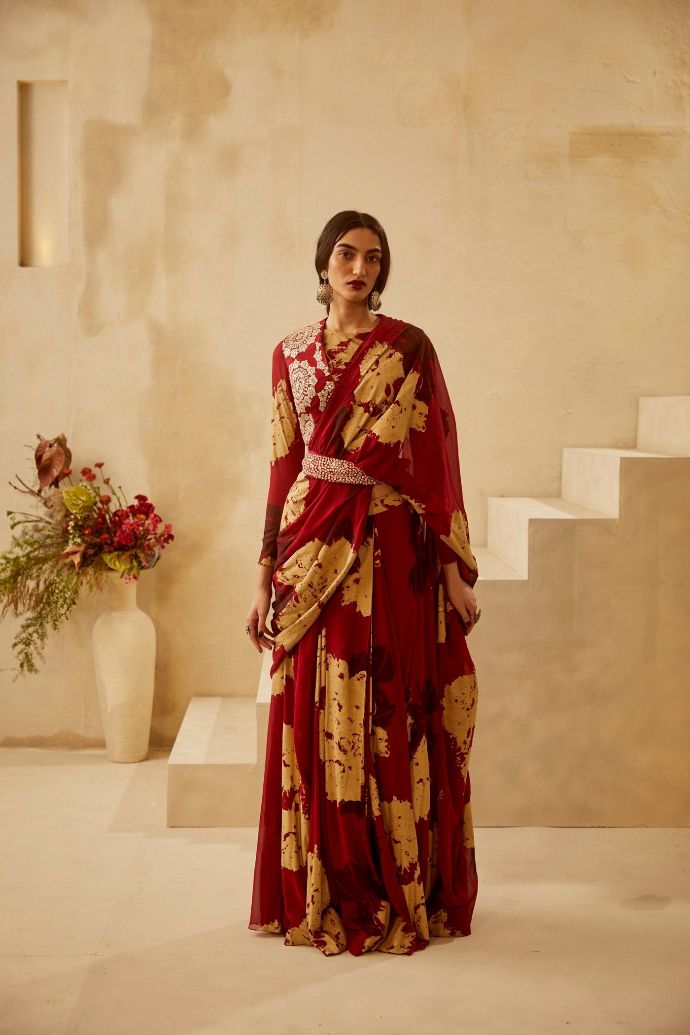 Red Dahlia Jacket Saree