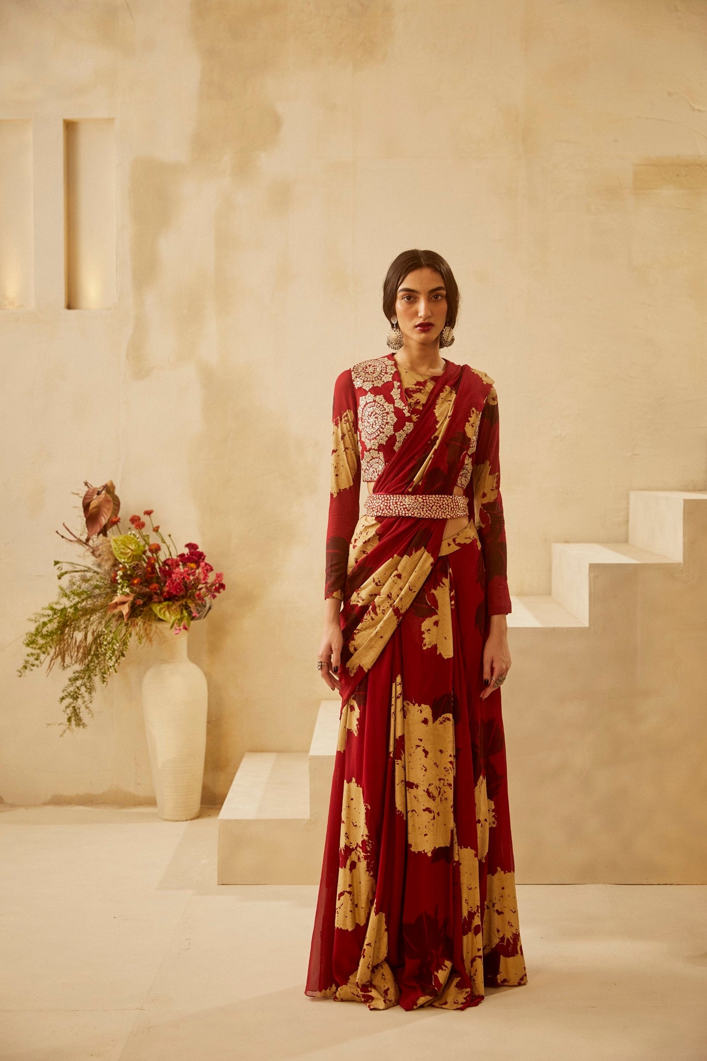 Red Dahlia Jacket Saree
