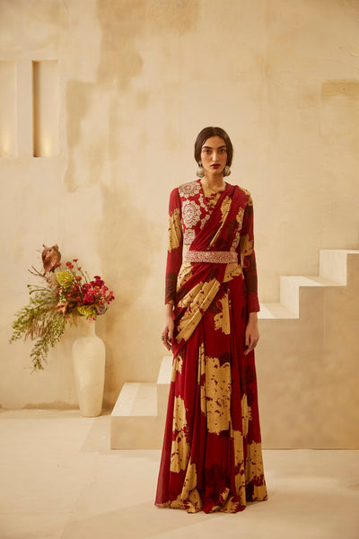 Red Dahlia Jacket Saree