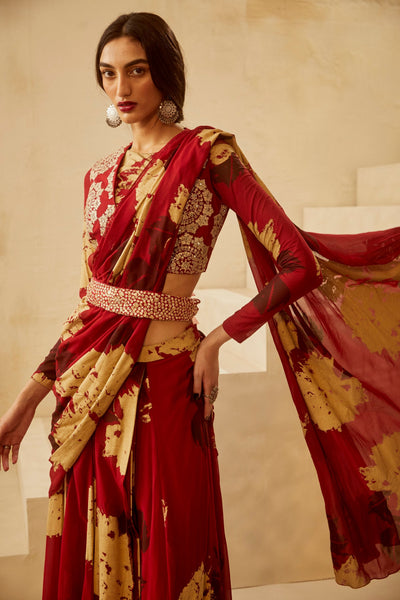 Red Dahlia Jacket Saree