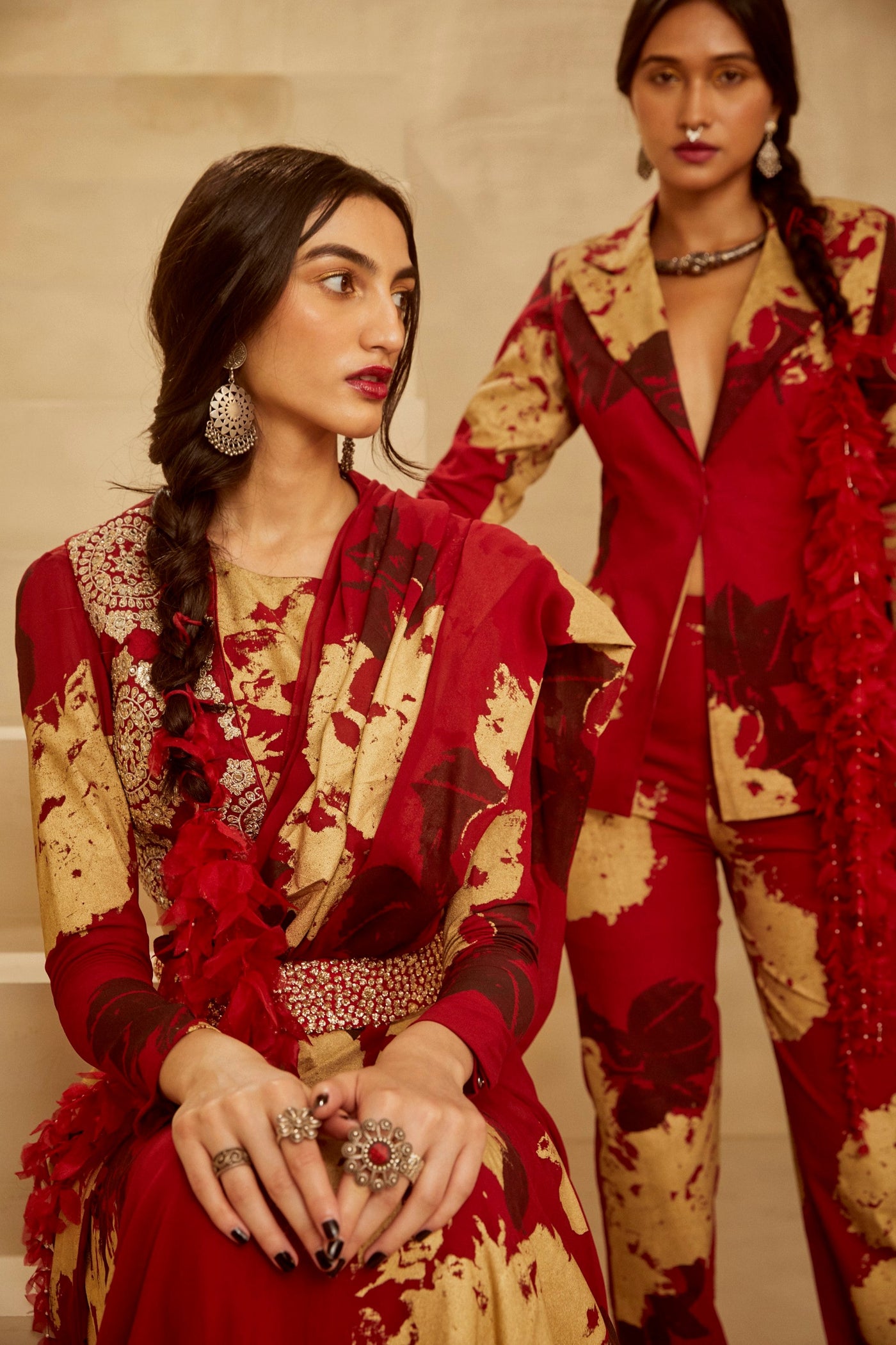Red Dahlia Jacket Saree