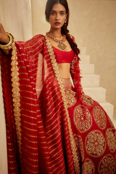 Red Circle Bridal Lehenga