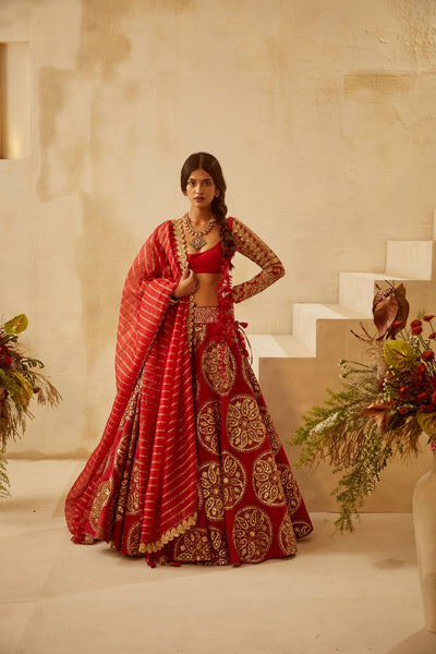 Red Circle Bridal Lehenga