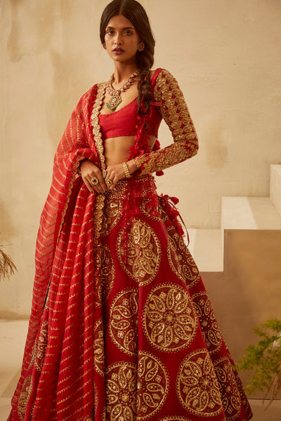 Red Circle Bridal Lehenga