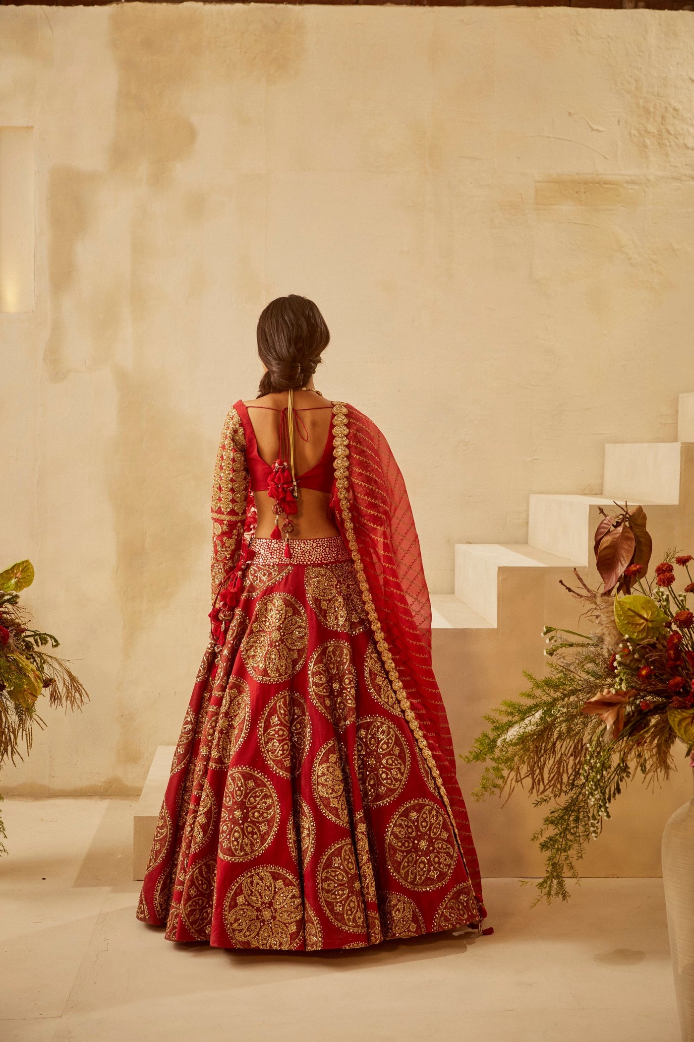 Red Circle Bridal Lehenga
