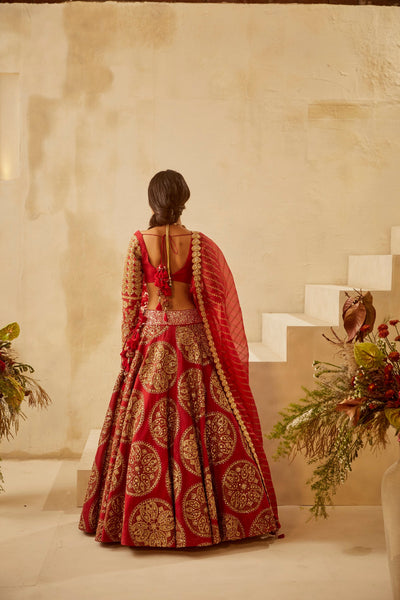 Red Circle Bridal Lehenga