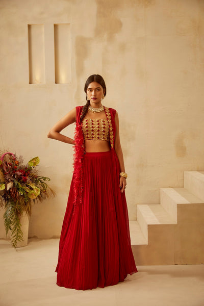 Red Heart Cape Set