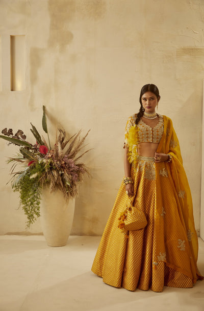 Haldi Heart Bindu Lehenga