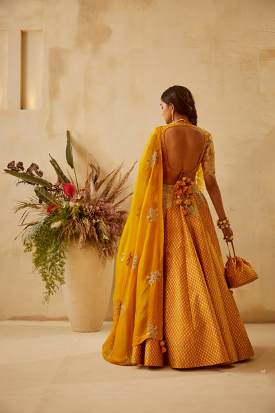Haldi Heart Bindu Lehenga