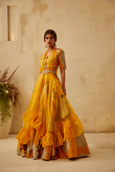 Haldi Dahlia Lehenga