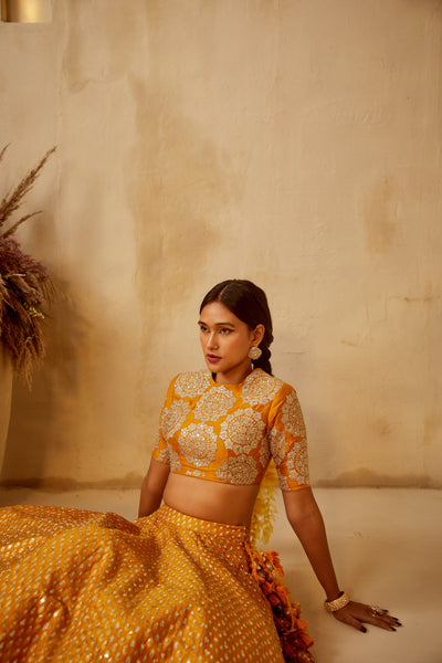 Haldi  Bindu Embroidered Lehenga
