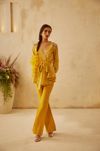Yellow Ambi Circle Print Top & Pants