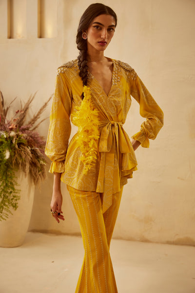Yellow Ambi Circle Print Top & Pants